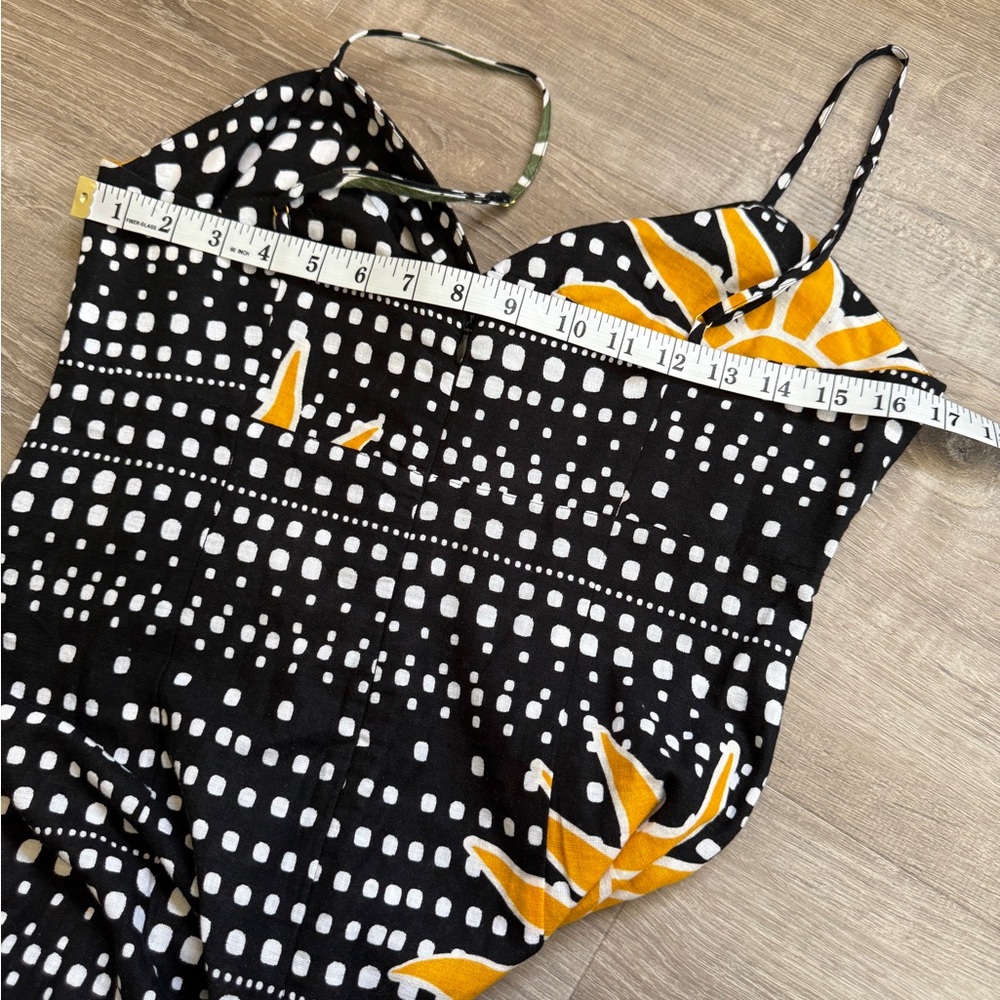 LOFT Black Midi Dress with Yellow Sun & Green Palm Print - Picture 10 of 12